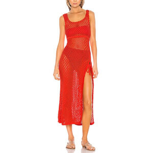Camila Coelho 'Athena' Red Cotton Crochet Dress Size M